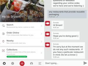 Zomato Chat option introduced