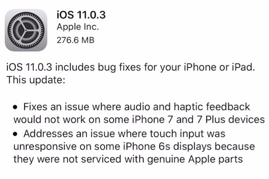 Apple iOS 11.0.3